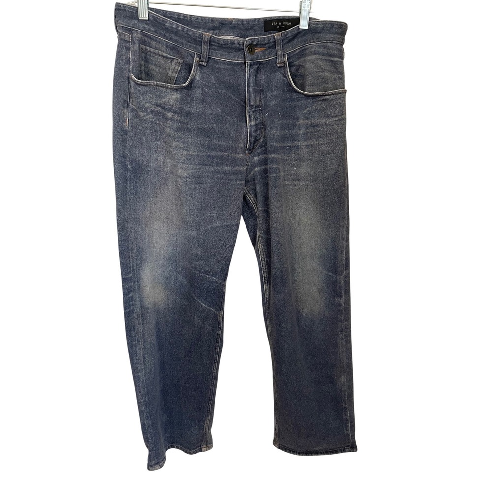 Rag & Bone NY Mens Miramar Straight Leg Pants Blue Faded Denim Look 33x28